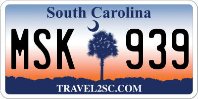 SC license plate MSK939