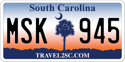 SC license plate MSK945