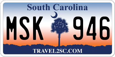 SC license plate MSK946