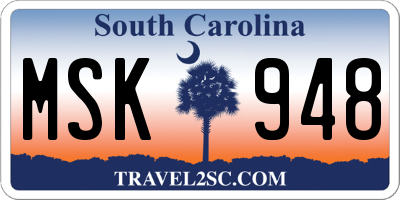 SC license plate MSK948