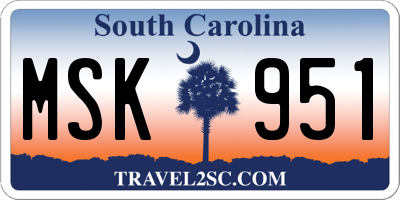 SC license plate MSK951