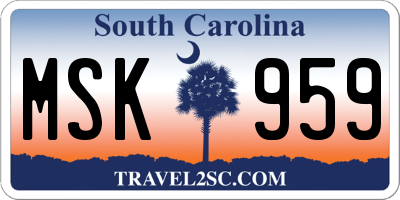 SC license plate MSK959