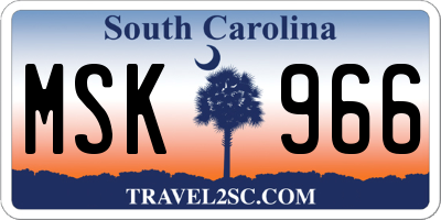 SC license plate MSK966