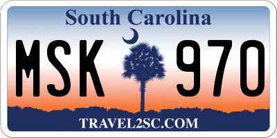 SC license plate MSK970