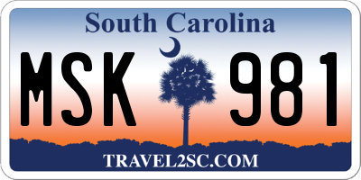 SC license plate MSK981