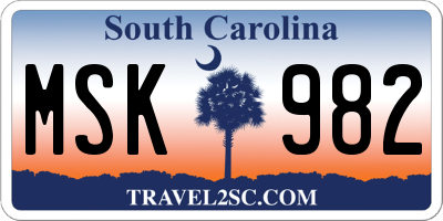 SC license plate MSK982