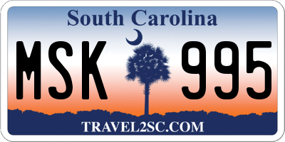SC license plate MSK995