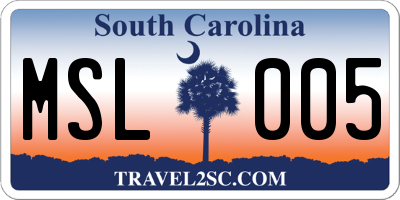 SC license plate MSL005