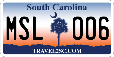 SC license plate MSL006