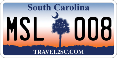 SC license plate MSL008