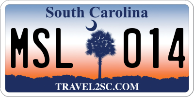 SC license plate MSL014