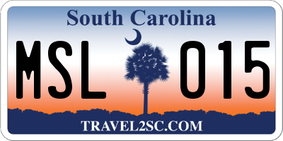 SC license plate MSL015