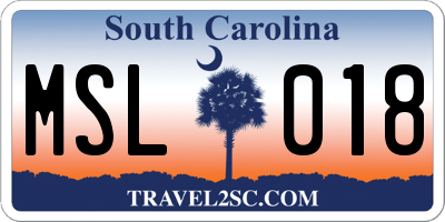 SC license plate MSL018