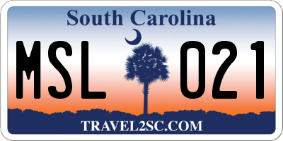 SC license plate MSL021