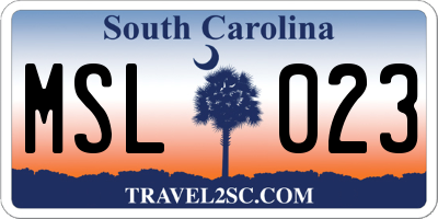 SC license plate MSL023
