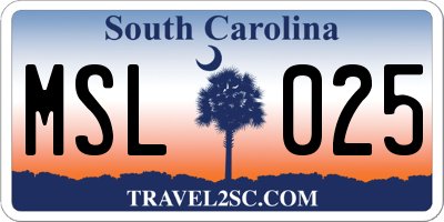SC license plate MSL025