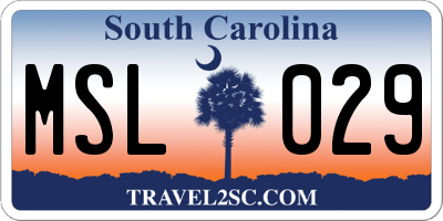 SC license plate MSL029
