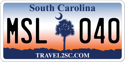 SC license plate MSL040