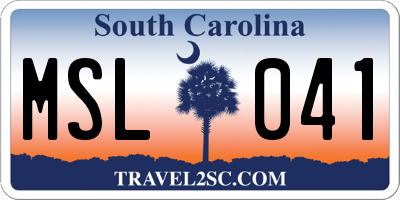 SC license plate MSL041