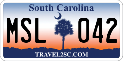 SC license plate MSL042