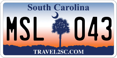 SC license plate MSL043