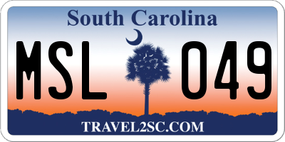 SC license plate MSL049