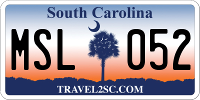 SC license plate MSL052