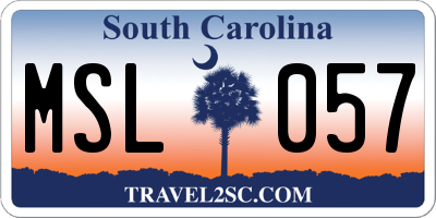 SC license plate MSL057