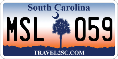 SC license plate MSL059