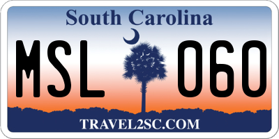 SC license plate MSL060