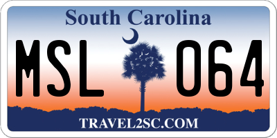 SC license plate MSL064