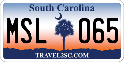 SC license plate MSL065