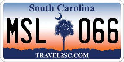 SC license plate MSL066