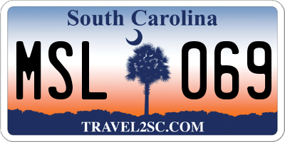 SC license plate MSL069