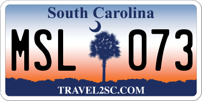 SC license plate MSL073