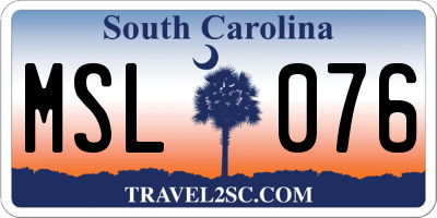 SC license plate MSL076