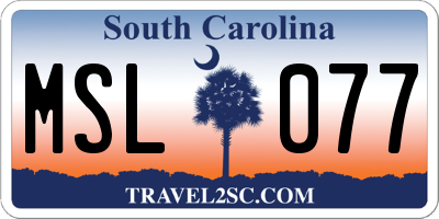 SC license plate MSL077