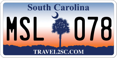 SC license plate MSL078