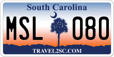 SC license plate MSL080