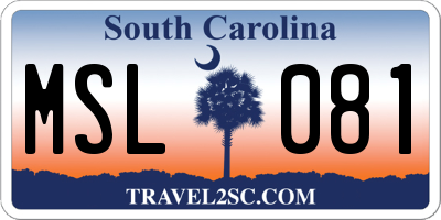 SC license plate MSL081