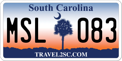 SC license plate MSL083