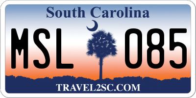 SC license plate MSL085