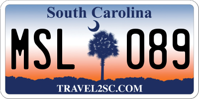 SC license plate MSL089