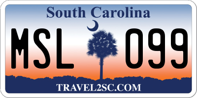 SC license plate MSL099