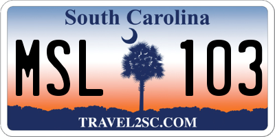 SC license plate MSL103