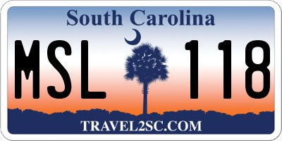 SC license plate MSL118