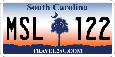 SC license plate MSL122