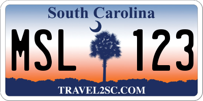 SC license plate MSL123