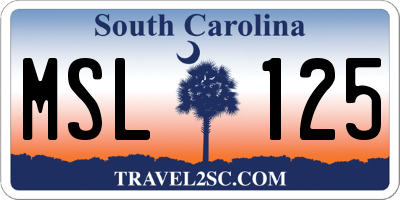 SC license plate MSL125