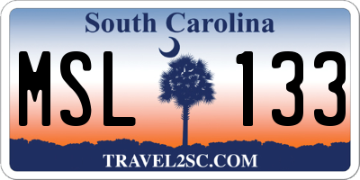 SC license plate MSL133